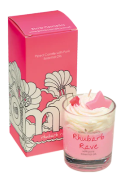 Rhubarb Rave Piped Glass Candle